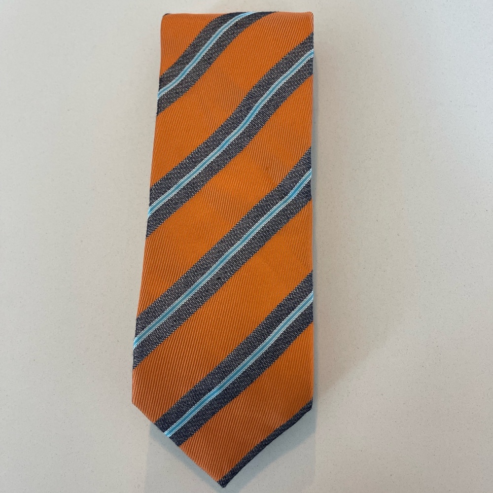 Orange and Gray Striped Men's Tie